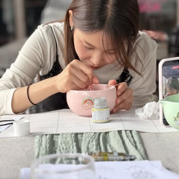Choose a ceramic mug or matcha bowl and paint it.