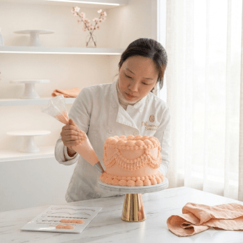 Complete decorating a beautiful cake