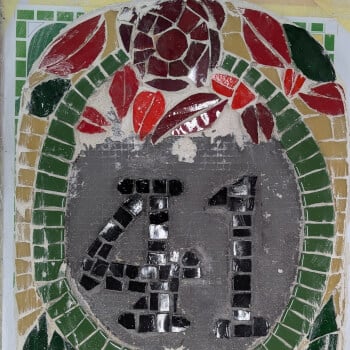 In glass or tiles 