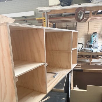 An example of plywood shelves. 