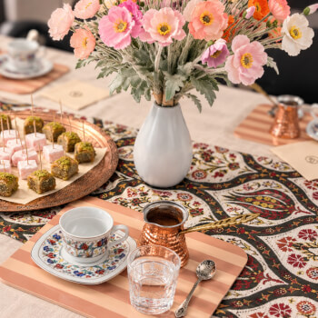 Enjoy your coffee with Turkish delight and baklava