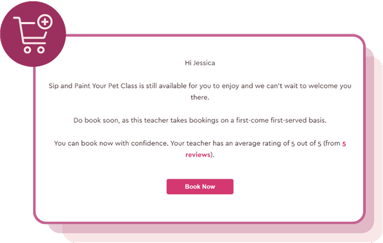 Abandoned cart recovery emails to win back bookings