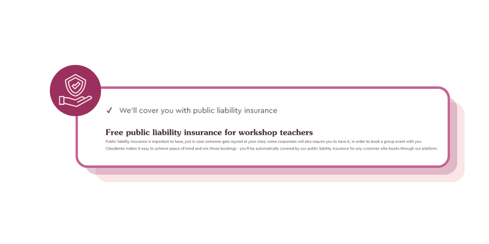 Free public liability insurance for classes