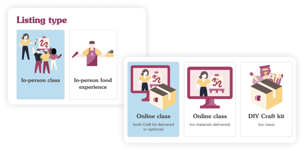 Online ticketing system for classes and experiences