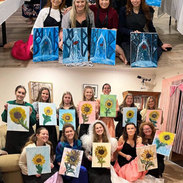 Photo from a Bubbles and Brushes workshop