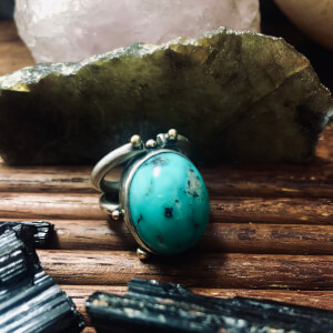 35 ct natural Turquoise cab, silver and Gold-Rockstar Settings 