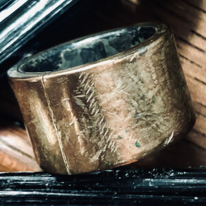 Bi metal men's ring, distressed Silversmithing II