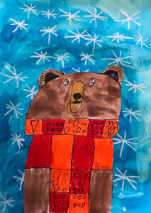 Mixed Media Winter Ted -Age 6