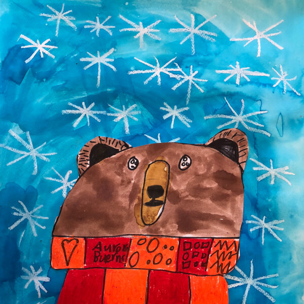 Mixed Media Winter Ted -Age 6