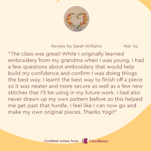 Textiles class by Yogi's Embroidery
