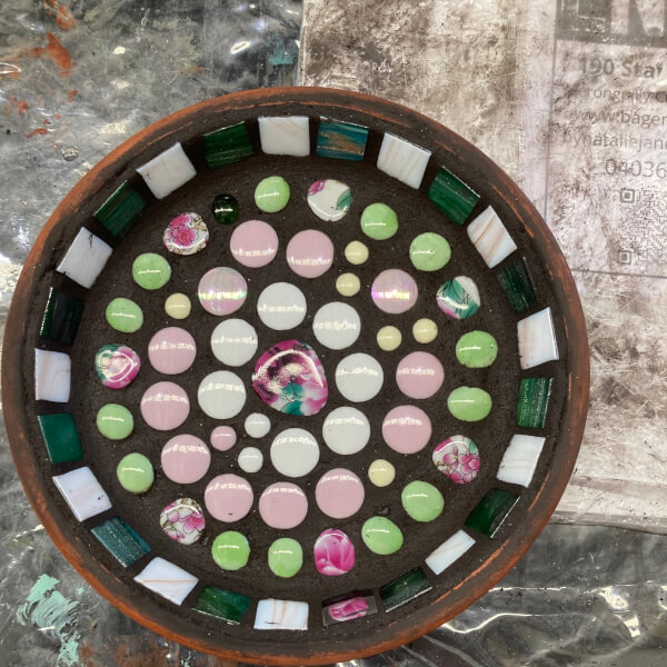 Mosaic Bee Bath Workshop review by Anne Morrison - Brisbane