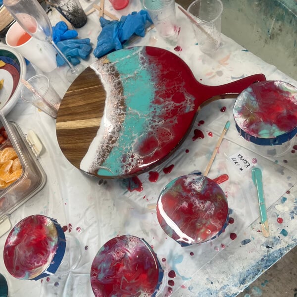 Resin Art Class: Cheeseboard and Coasters review by Racheal Brown - Sydney