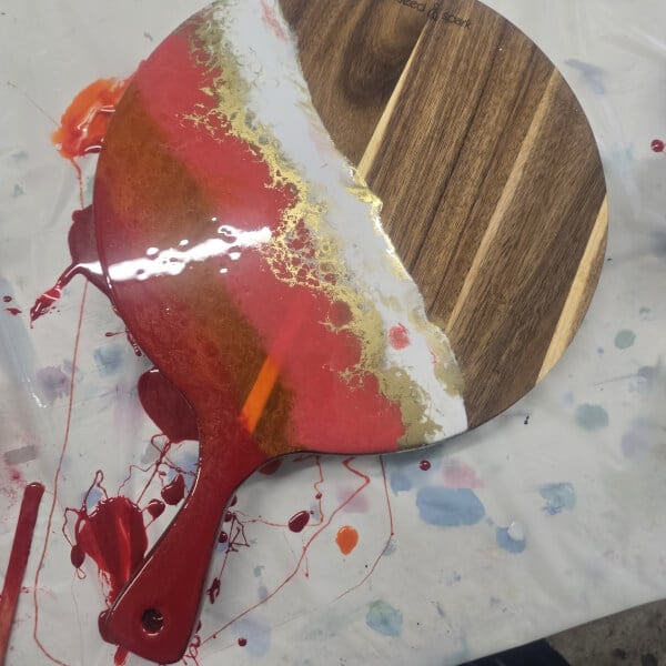 Resin Art Class: Cheeseboard and Coasters review by Samantha Okba - Sydney