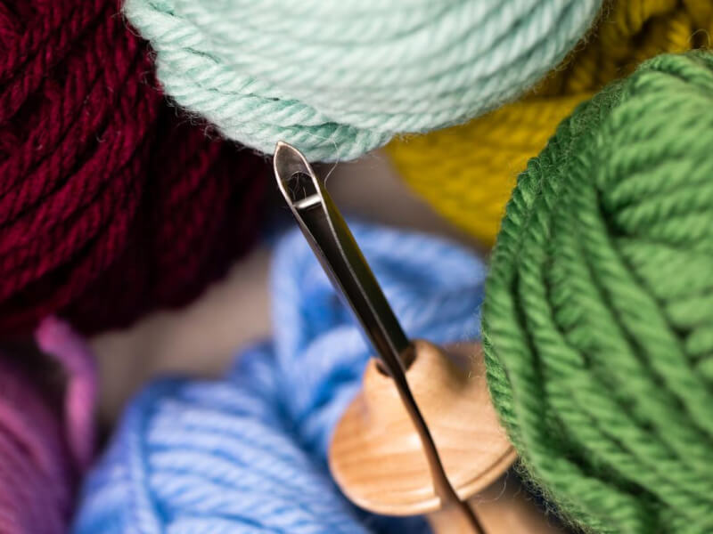 embroidery yarn and hook