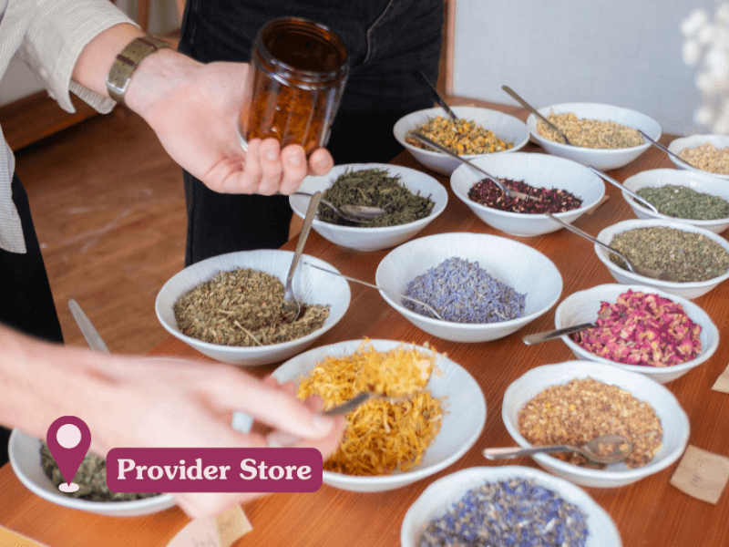 Tea blending workshop ingredients