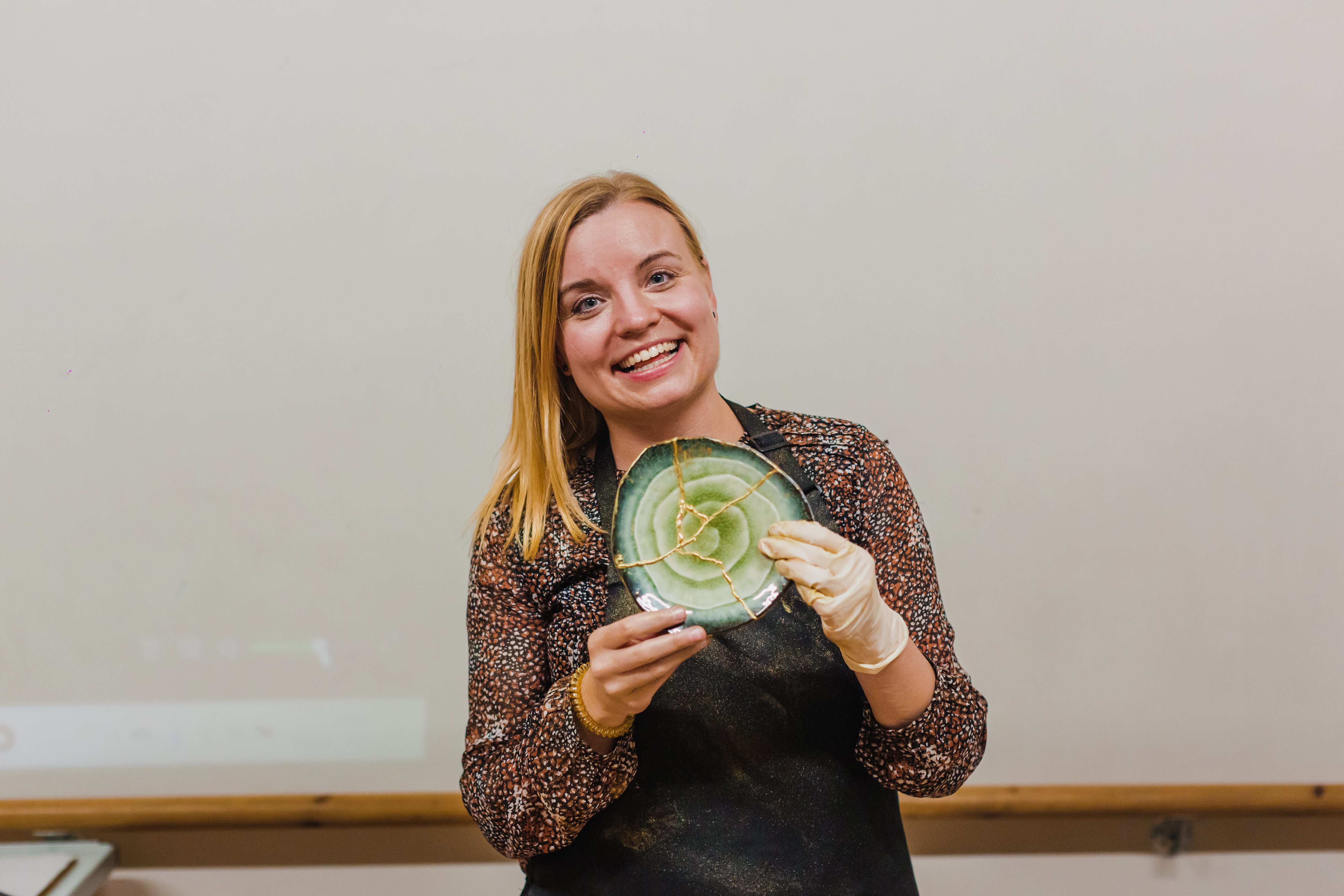 Woman with her Kintsugi creation
