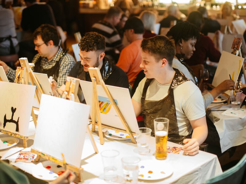 Colleagues painting