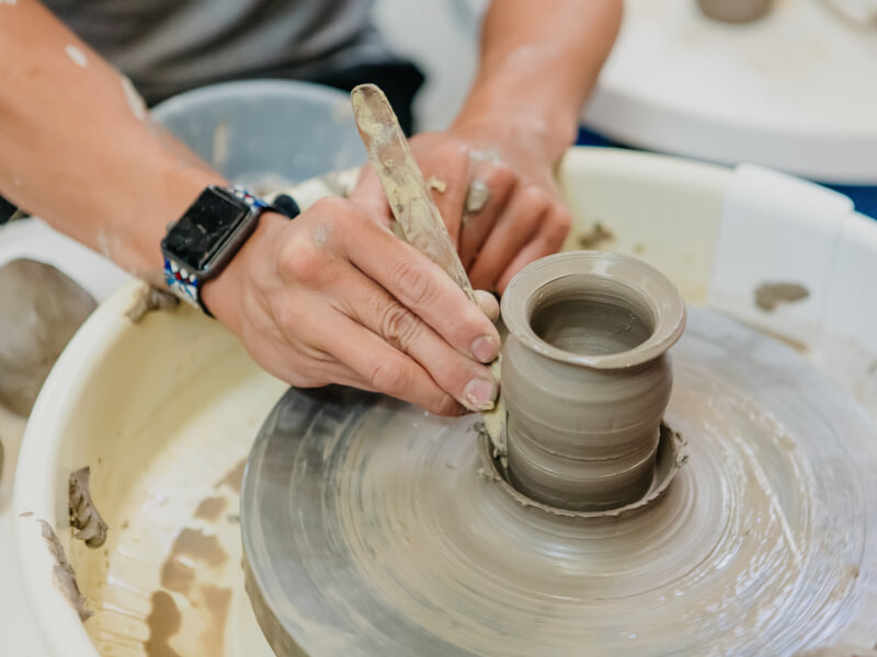 Wheel throwing pottery