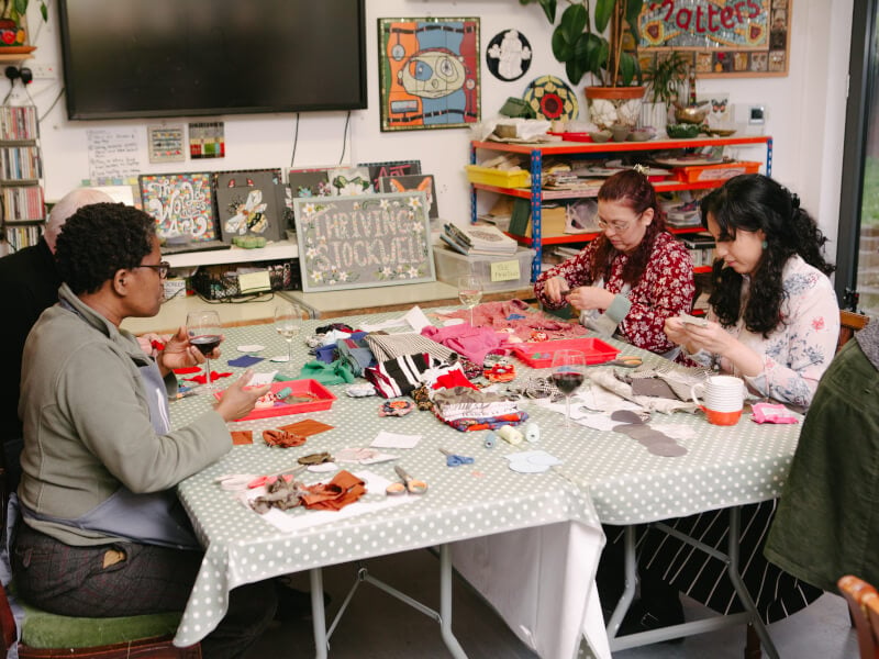 Women at a sewing class
