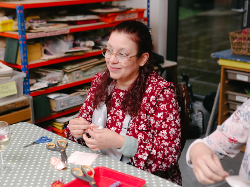 Woman at a sewing class