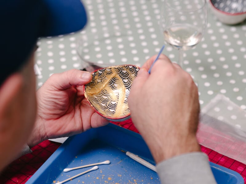 Man doing kintsugi class