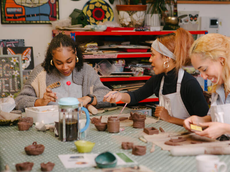 Women making pottery