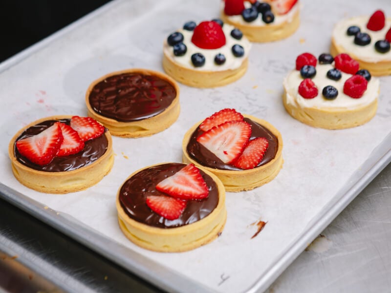 A tray of French tarts