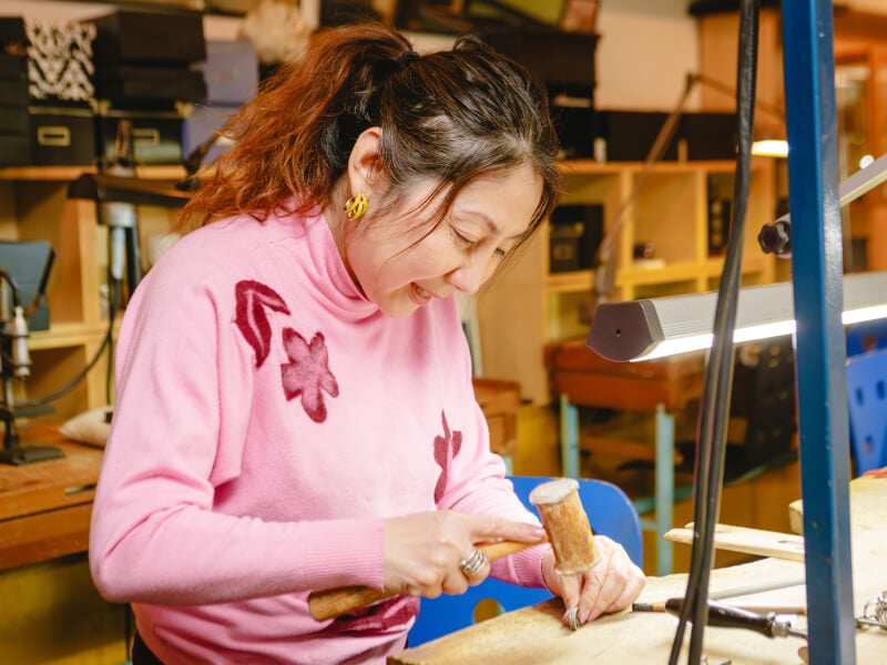 Woman making a DIY ring