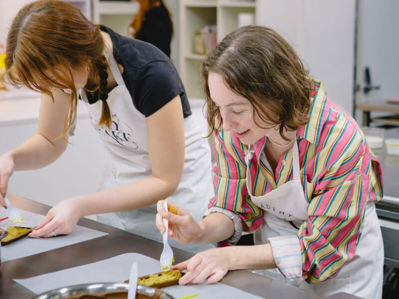 Women making Dubai chocolate