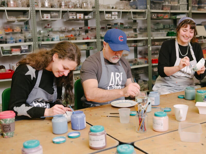 Pottery painting workshop together