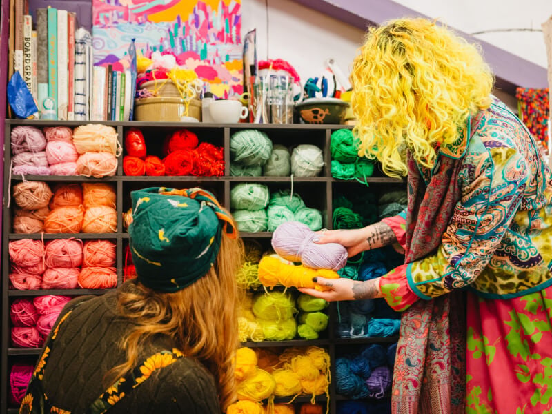 colourful yarn in a craft class