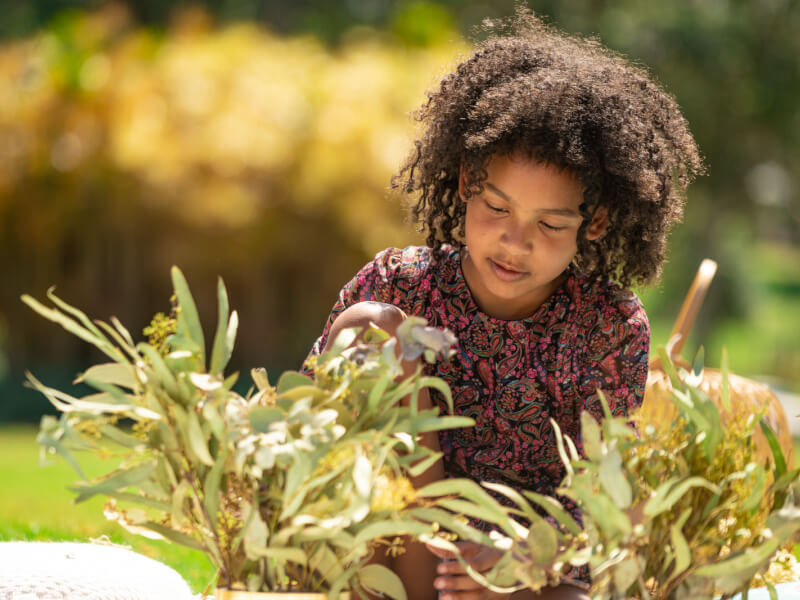 girl with plants