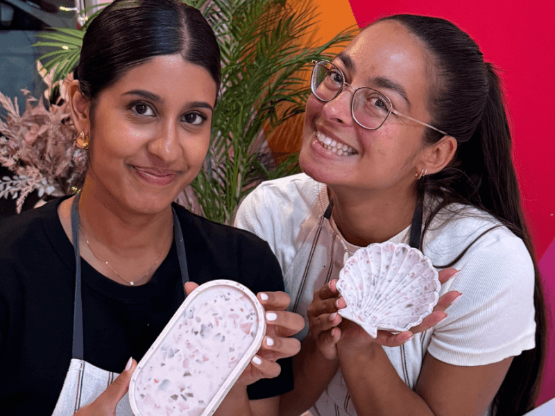 Friends at an eco-friendly resin class