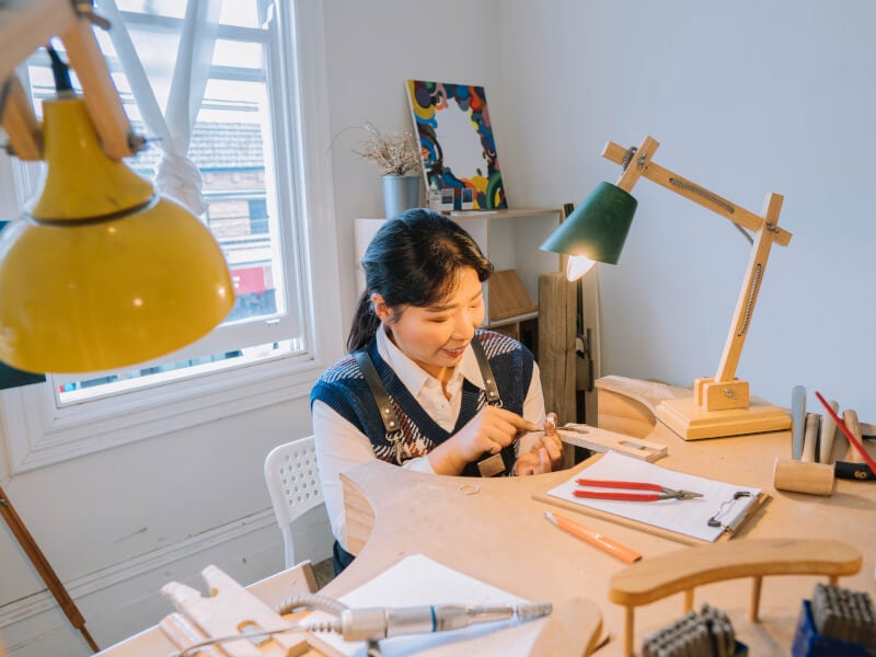 Hee Cho making a silver ring in her Melbourne Studio
