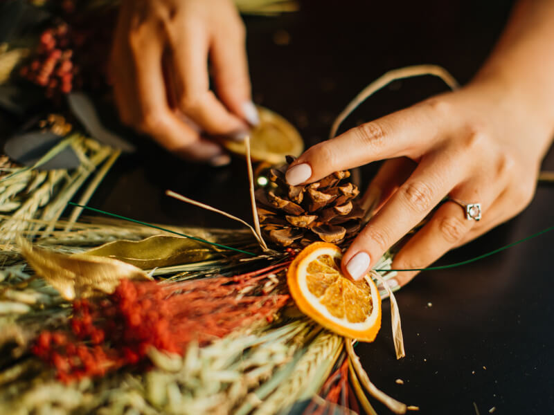 Dried flower Christmas wreath