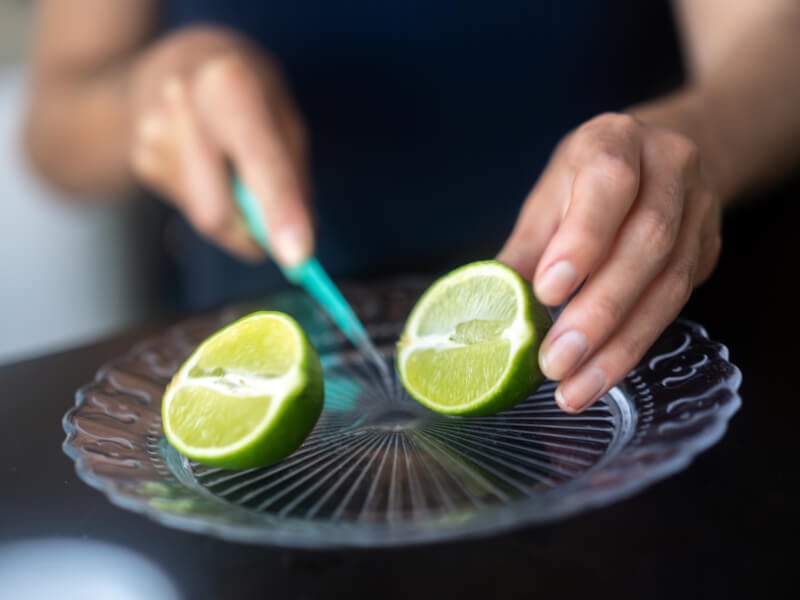 cutting lime for DIY cocktails