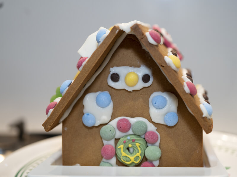 A homemade gingerbread house.