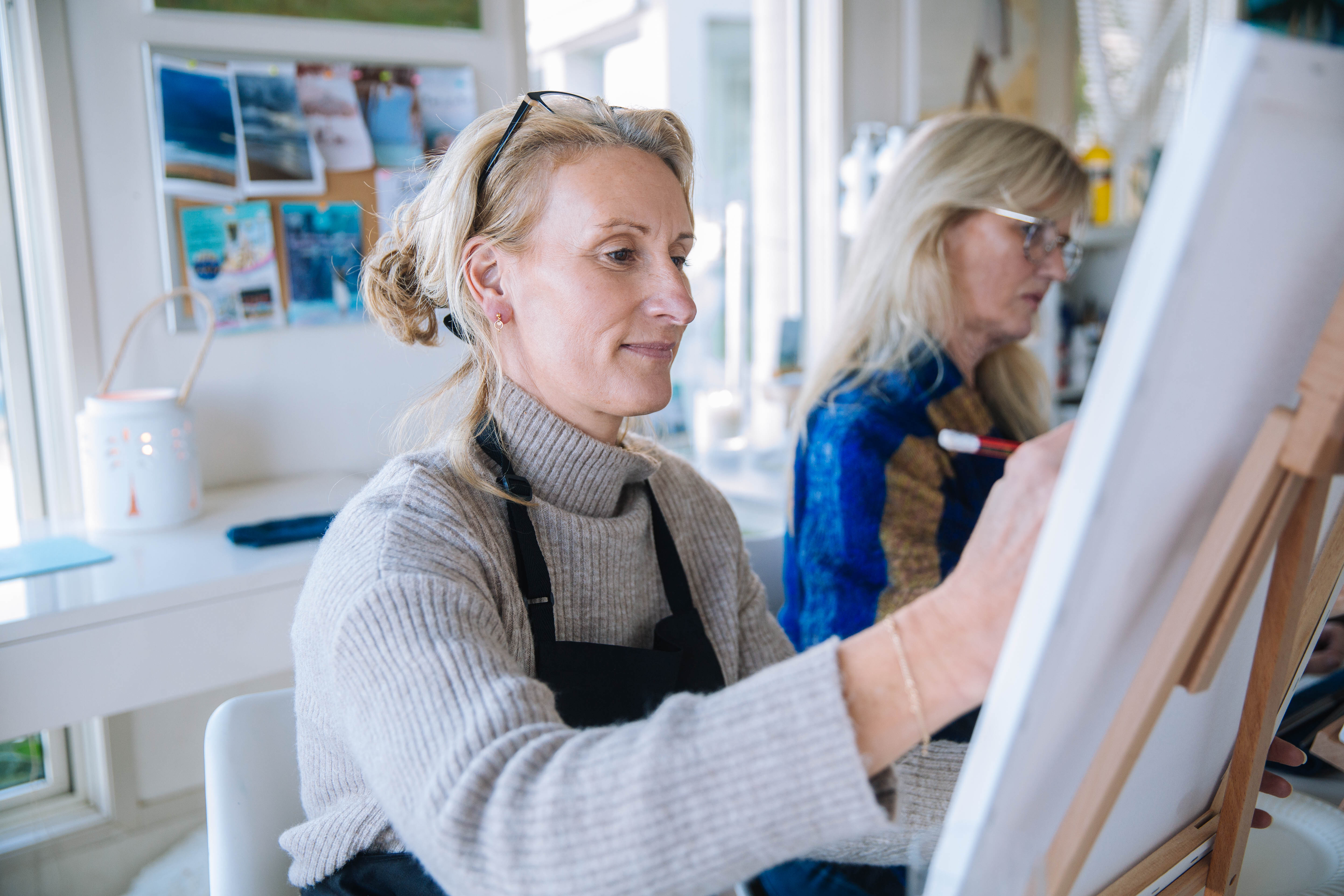 Woman at painting class