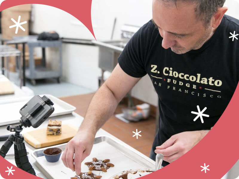 adding garnishes to tempered chocolate