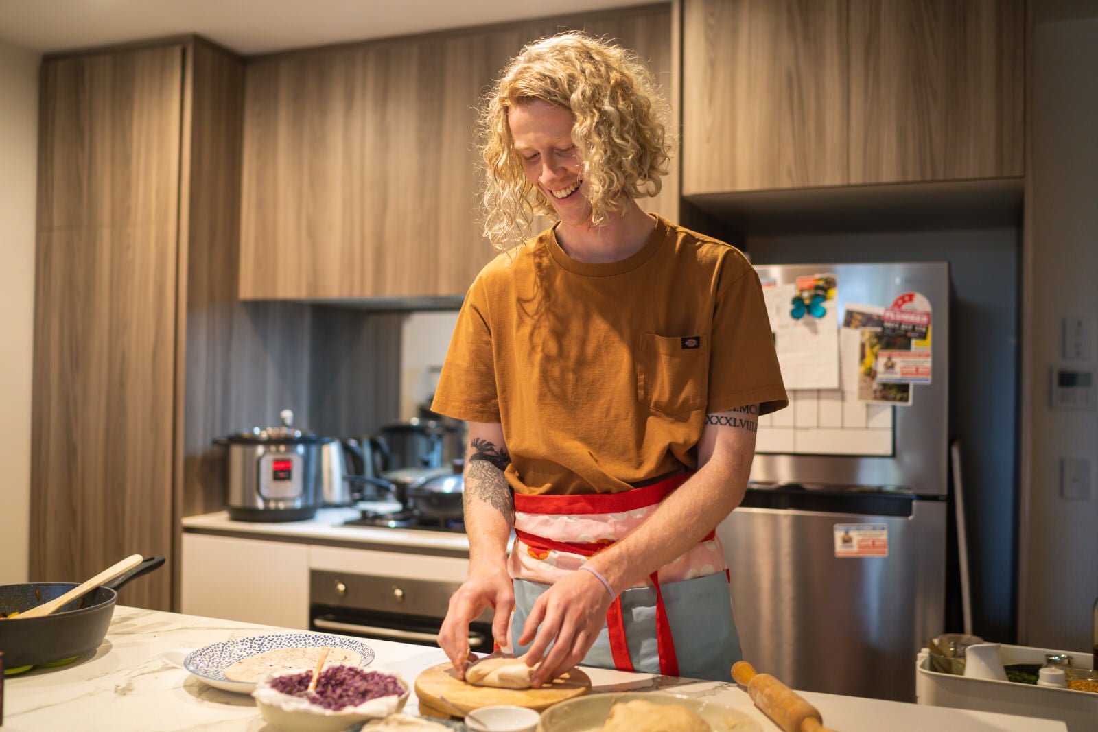 Man making Indian food