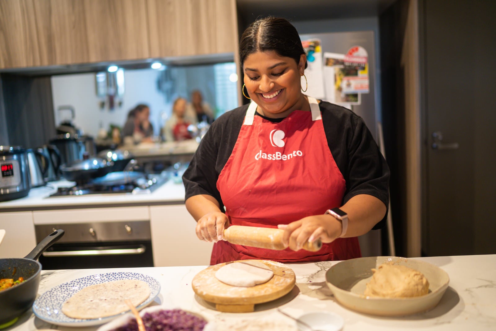 Woman making Indian food