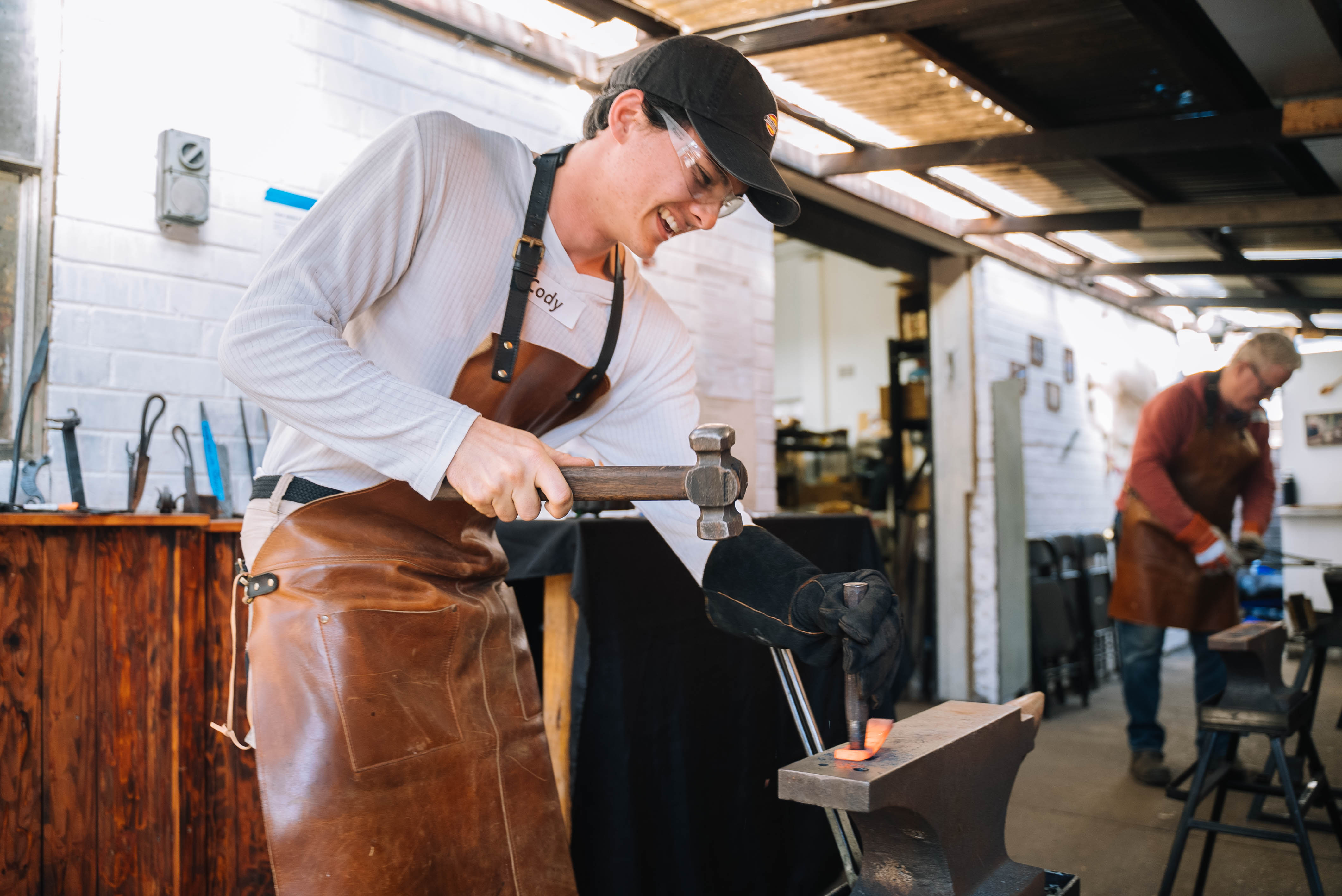 Man forging metal