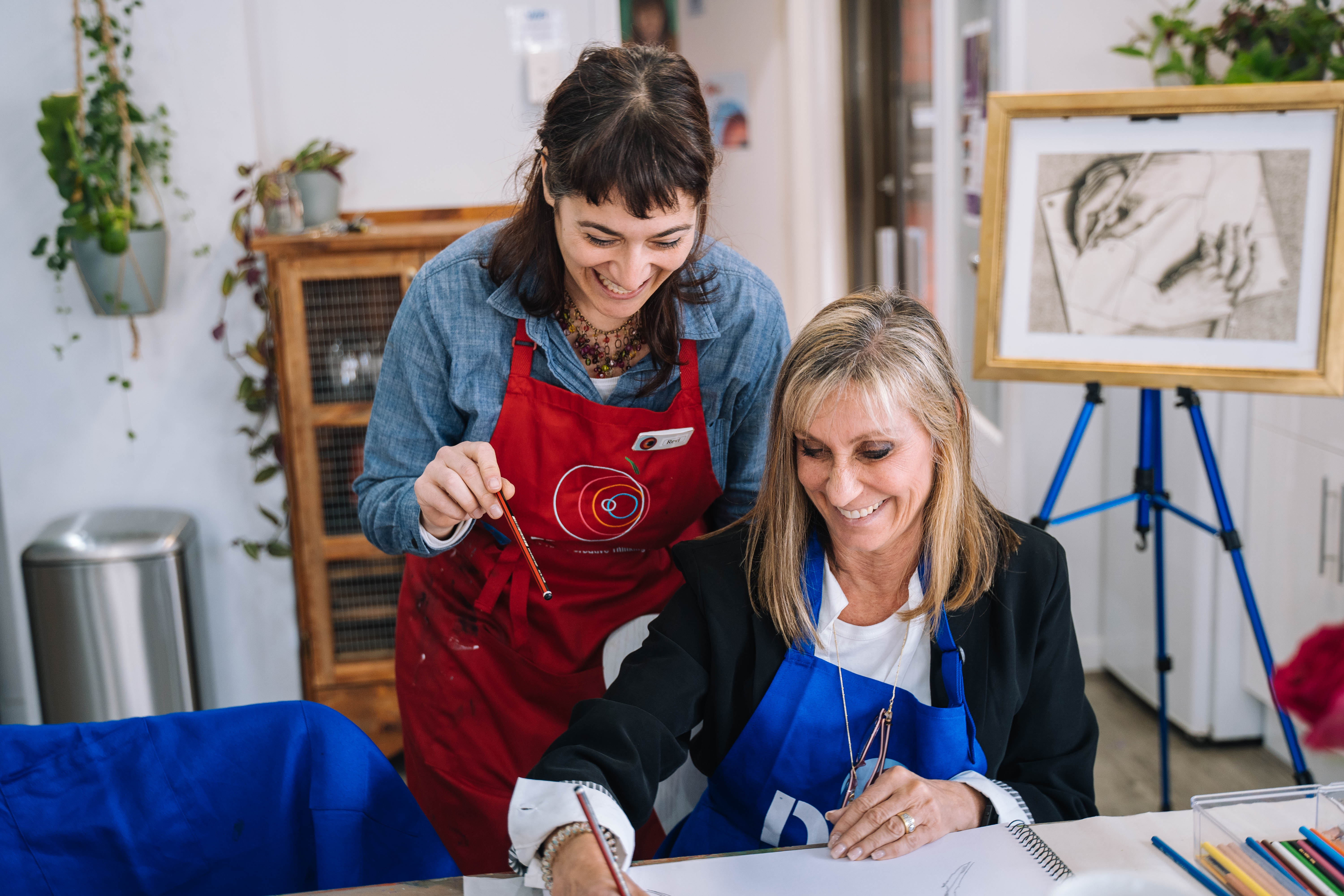 Woman at painting class