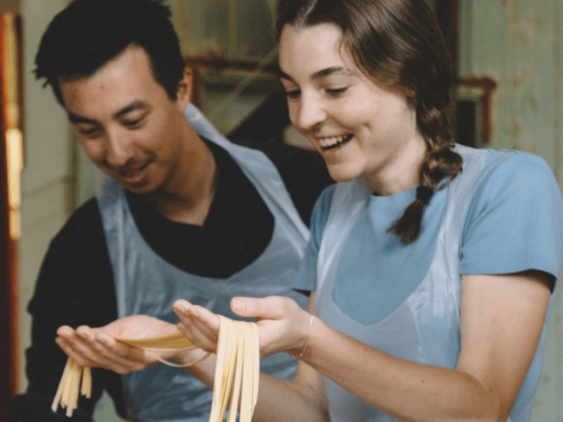 Pasta making class - happy woman