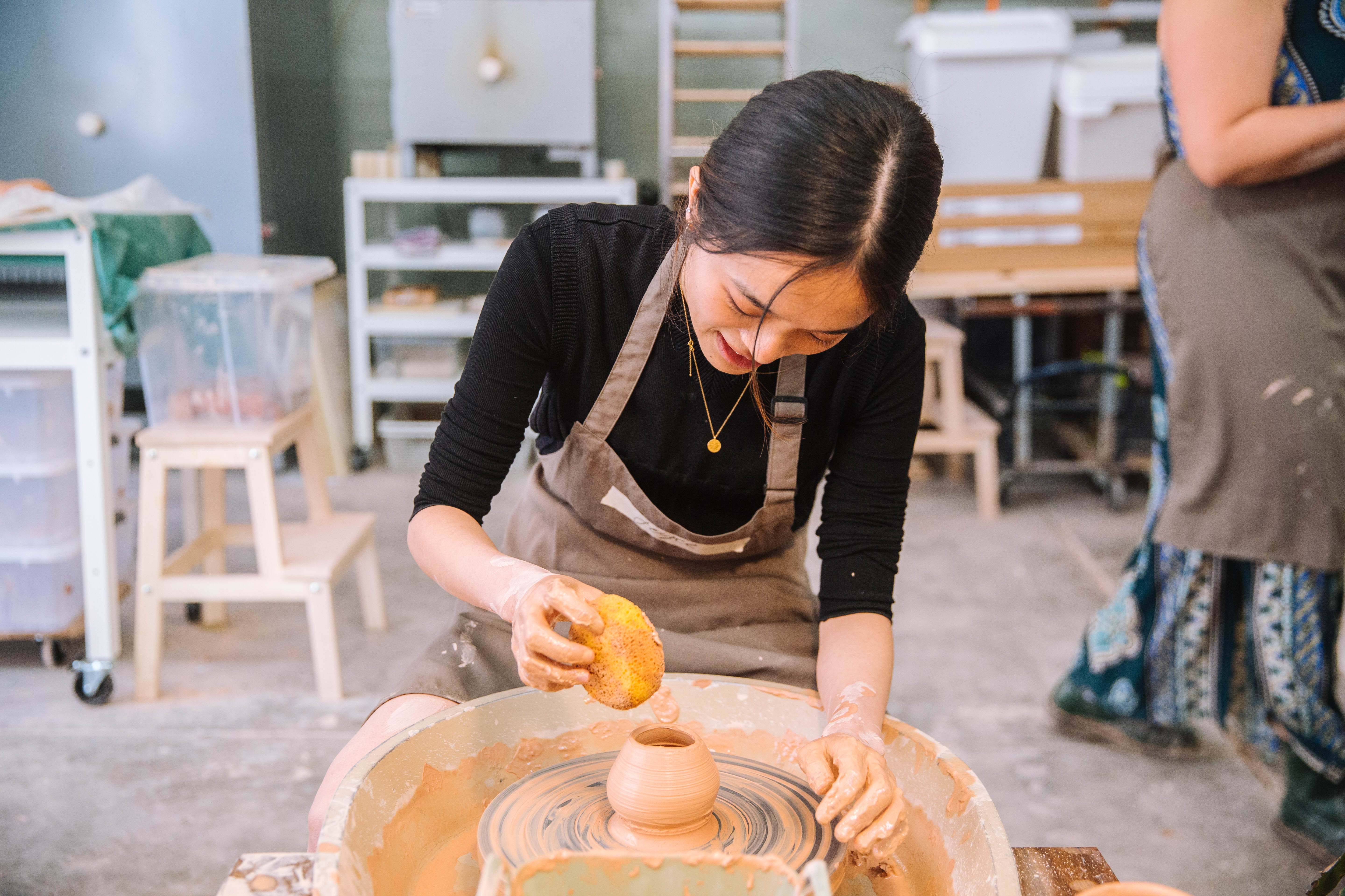 Wheel throwing pottery class