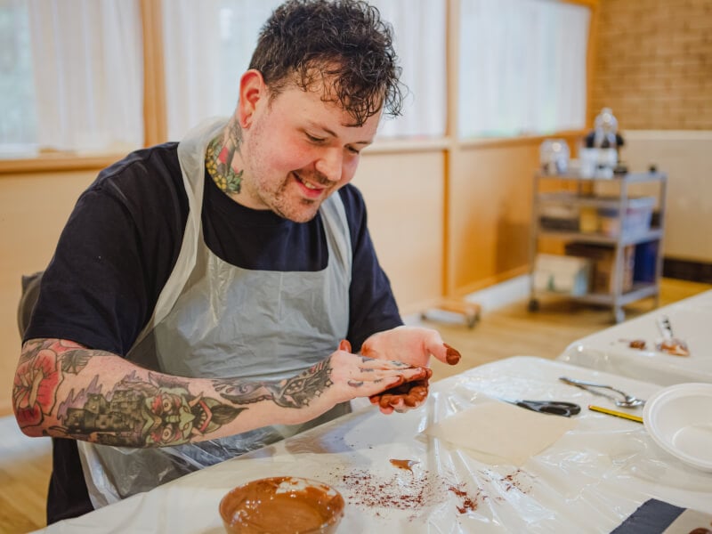 Man making chocolate