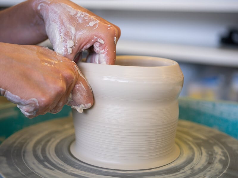 Wheel throwing a ceramic vase