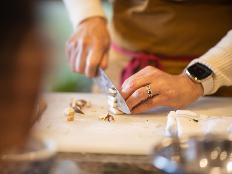 chopping ingredients