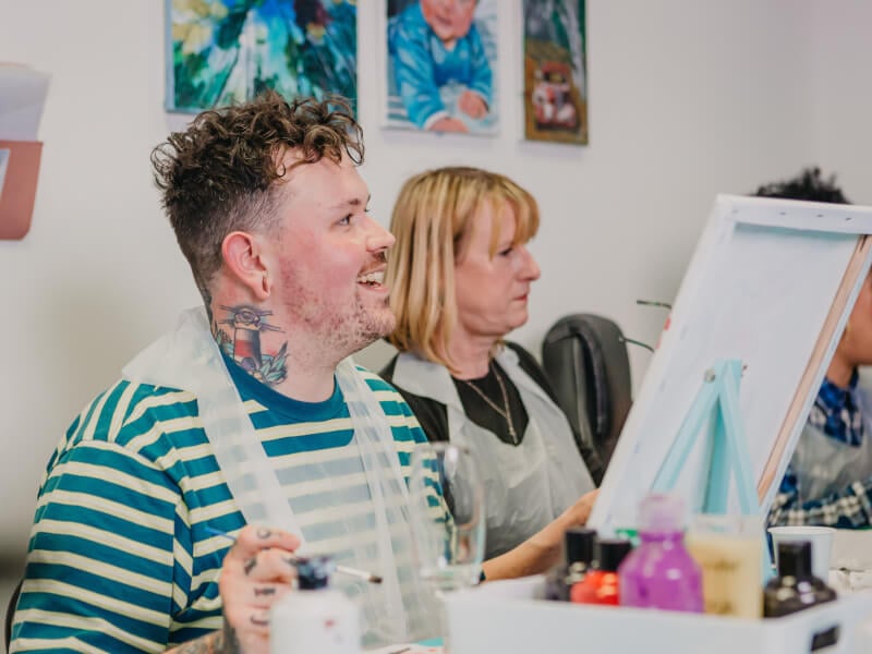 group of people at sip and paint class