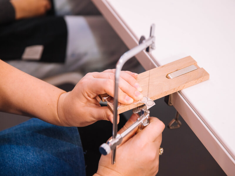 sawing at silversmithing class